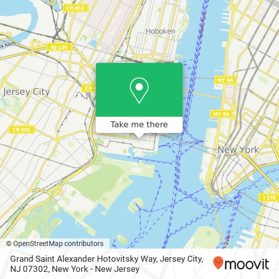 Mapa de Grand Saint Alexander Hotovitsky Way, Jersey City, NJ 07302