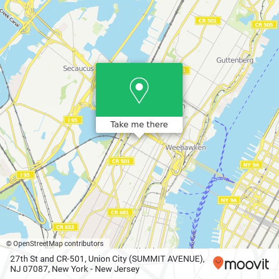 Mapa de 27th St and CR-501, Union City (SUMMIT AVENUE), NJ 07087