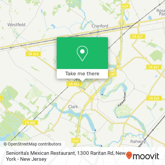 Mapa de Seniorita's Mexican Restaurant, 1300 Raritan Rd