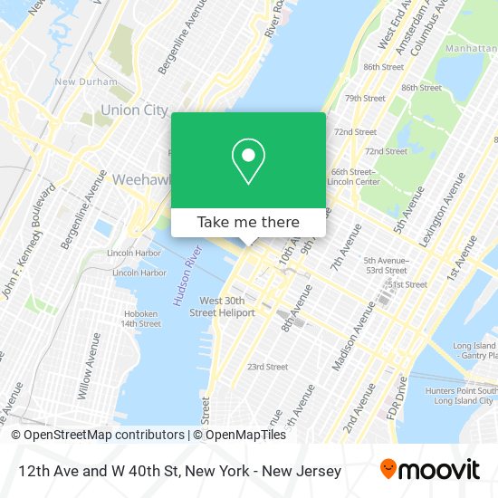 12th Ave and W 40th St map