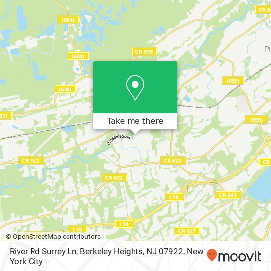 Mapa de River Rd Surrey Ln, Berkeley Heights, NJ 07922