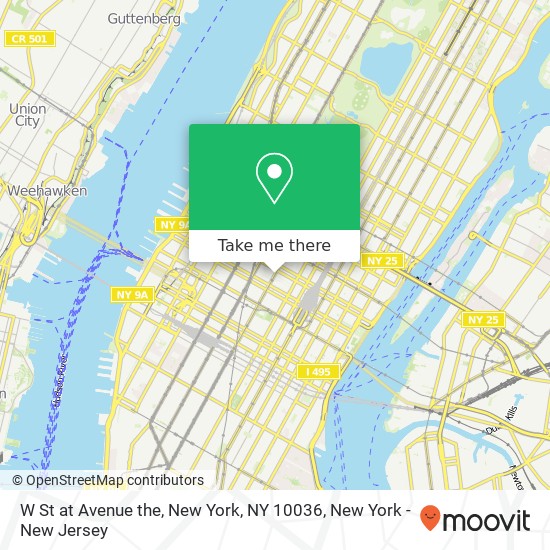 Mapa de W St at Avenue the, New York, NY 10036