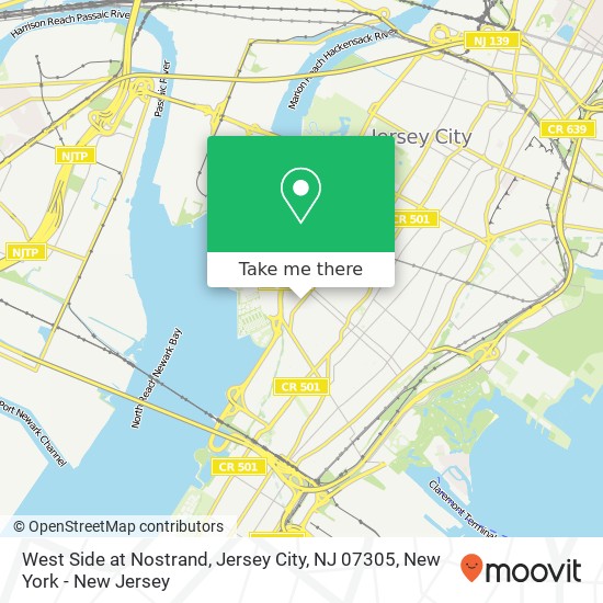 Mapa de West Side at Nostrand, Jersey City, NJ 07305