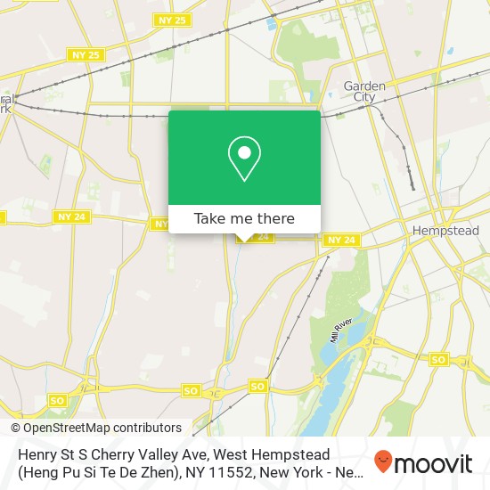 Mapa de Henry St S Cherry Valley Ave, West Hempstead (Heng Pu Si Te De Zhen), NY 11552