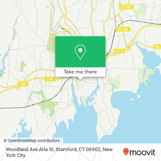 Mapa de Woodland Ave Atla St, Stamford, CT 06902
