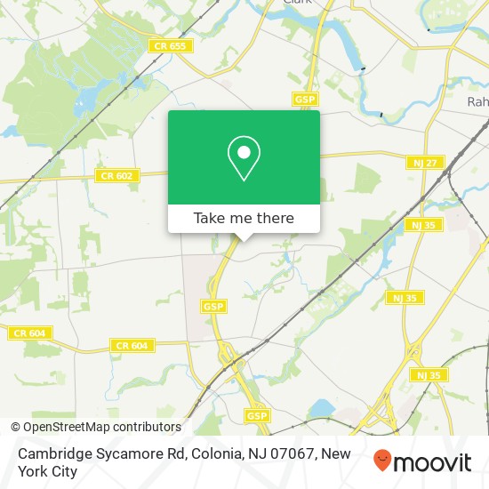 Mapa de Cambridge Sycamore Rd, Colonia, NJ 07067
