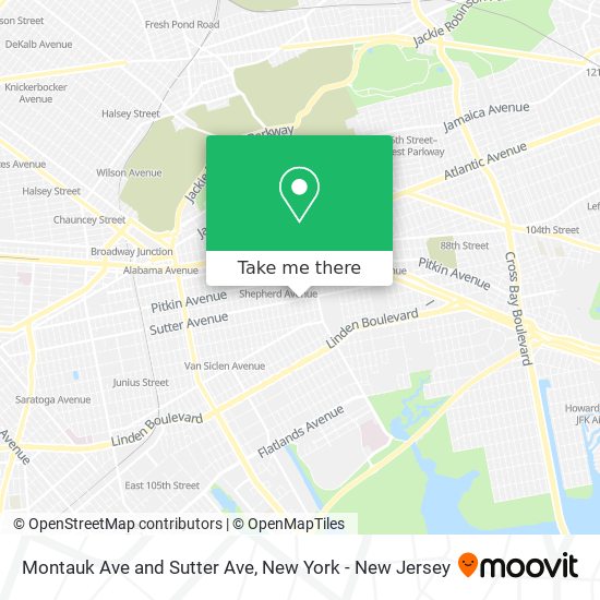 Montauk Ave and Sutter Ave map