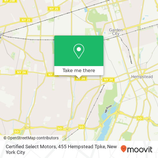 Mapa de Certified Select Motors, 455 Hempstead Tpke