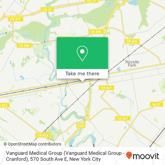 Mapa de Vanguard Medical Group (Vanguard Medical Group - Cranford), 570 South Ave E