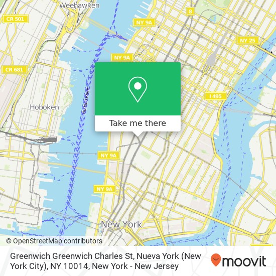 Mapa de Greenwich Greenwich Charles St, Nueva York (New York City), NY 10014