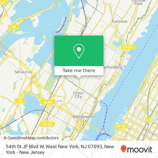 54th St JF Blvd W, West New York, NJ 07093 map