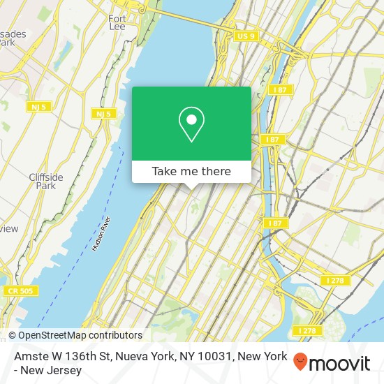 Amste W 136th St, Nueva York, NY 10031 map
