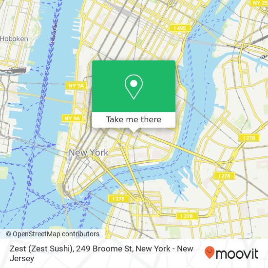 Zest (Zest Sushi), 249 Broome St map