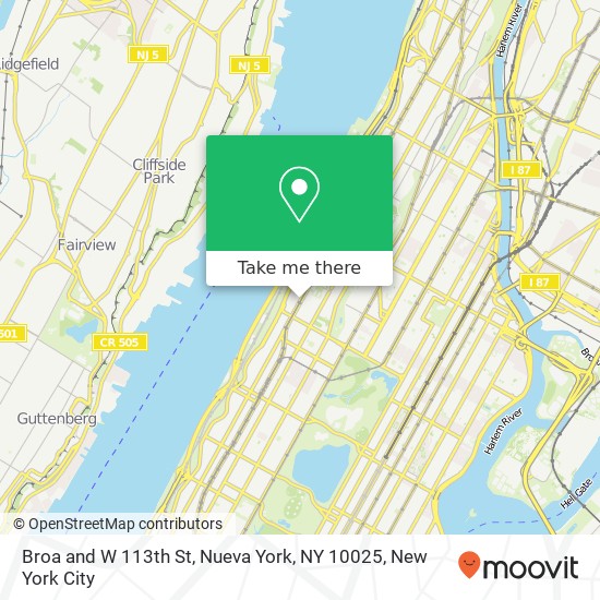 Broa and W 113th St, Nueva York, NY 10025 map