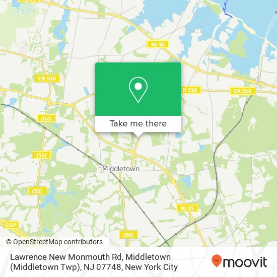 Mapa de Lawrence New Monmouth Rd, Middletown (Middletown Twp), NJ 07748