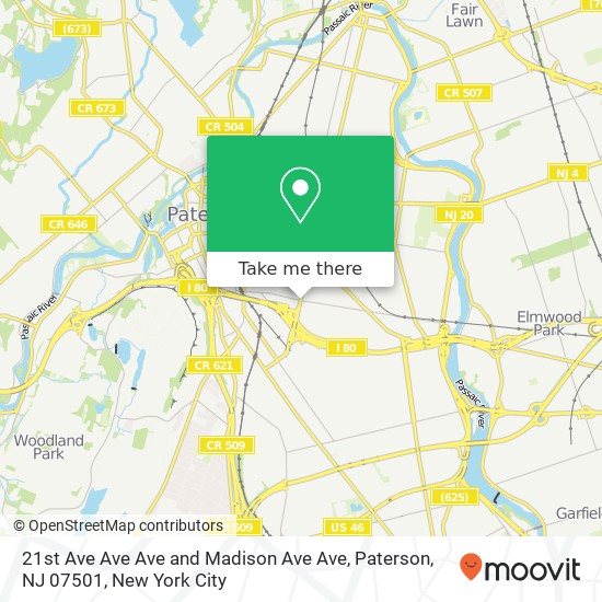 21st Ave Ave Ave and Madison Ave Ave, Paterson, NJ 07501 map