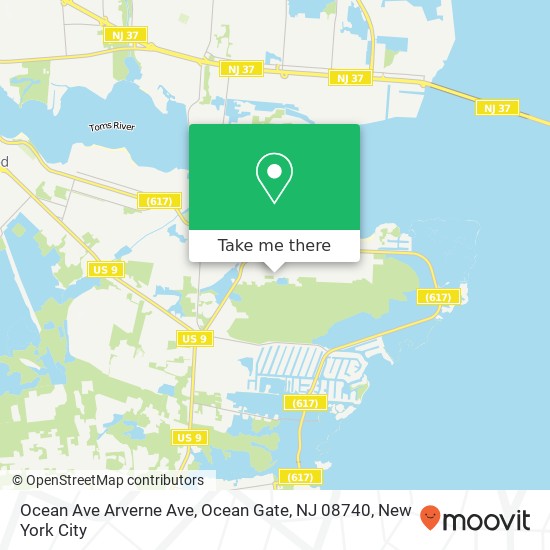 Mapa de Ocean Ave Arverne Ave, Ocean Gate, NJ 08740