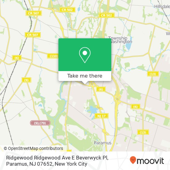 Mapa de Ridgewood Ridgewood Ave E Beverwyck Pl, Paramus, NJ 07652