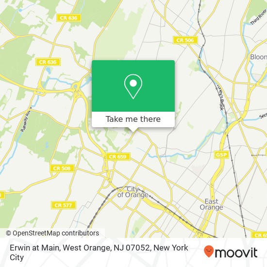 Mapa de Erwin at Main, West Orange, NJ 07052