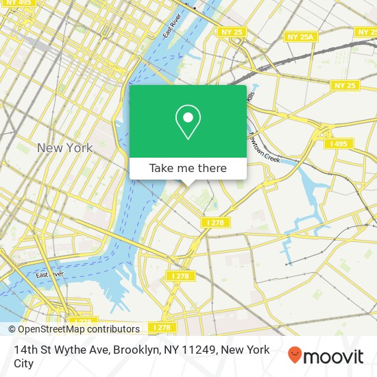 Mapa de 14th St Wythe Ave, Brooklyn, NY 11249