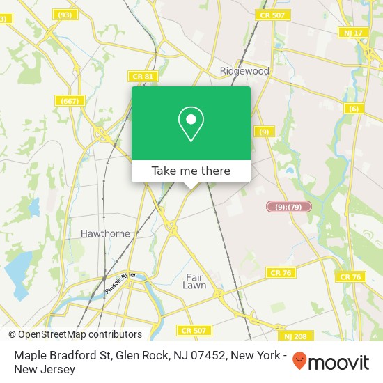 Mapa de Maple Bradford St, Glen Rock, NJ 07452
