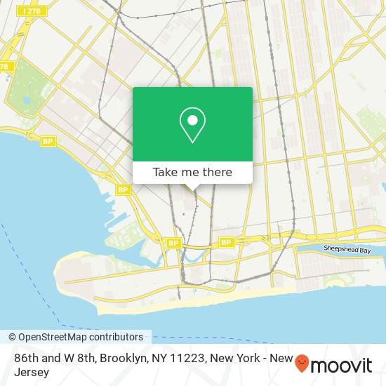Mapa de 86th and W 8th, Brooklyn, NY 11223