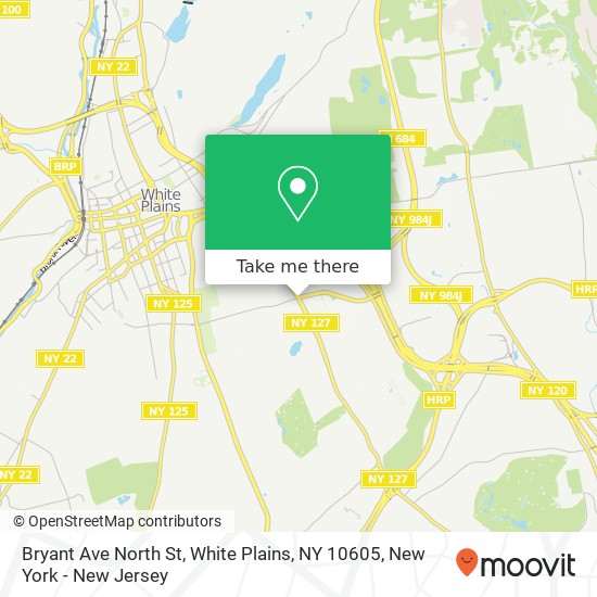 Mapa de Bryant Ave North St, White Plains, NY 10605