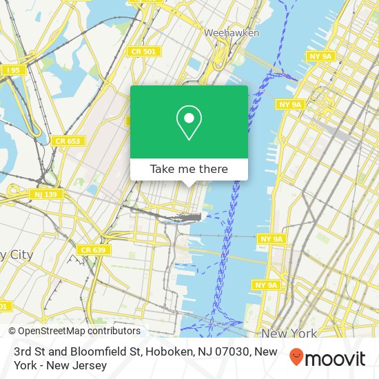 Mapa de 3rd St and Bloomfield St, Hoboken, NJ 07030