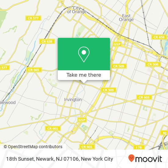 Mapa de 18th Sunset, Newark, NJ 07106