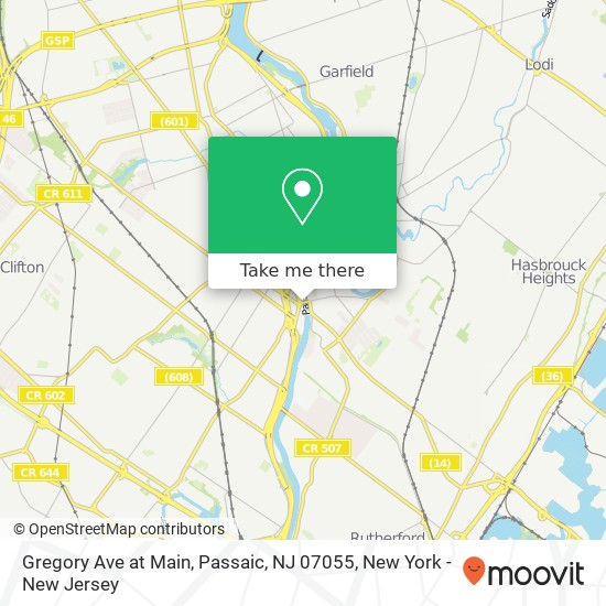 Mapa de Gregory Ave at Main, Passaic, NJ 07055