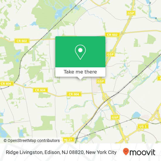 Mapa de Ridge Livingston, Edison, NJ 08820