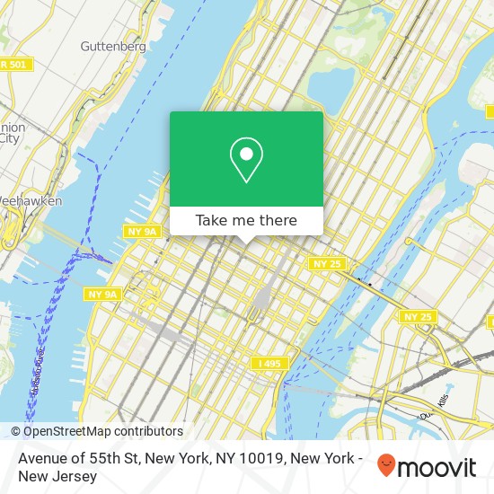 Avenue of 55th St, New York, NY 10019 map
