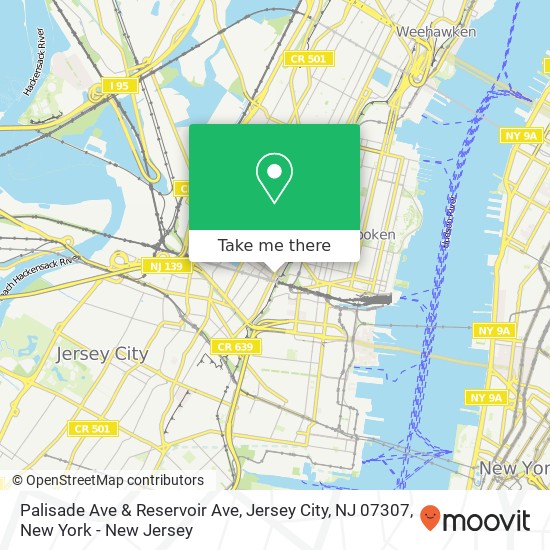 Palisade Ave & Reservoir Ave, Jersey City, NJ 07307 map