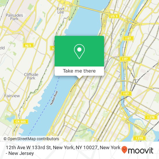 Mapa de 12th Ave W 133rd St, New York, NY 10027