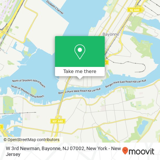 Mapa de W 3rd Newman, Bayonne, NJ 07002