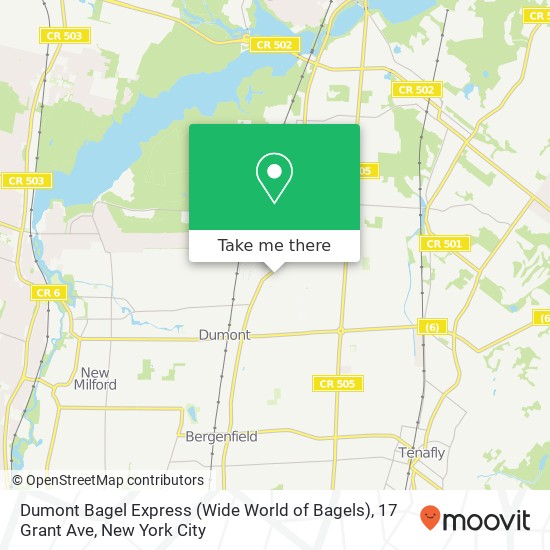 Mapa de Dumont Bagel Express (Wide World of Bagels), 17 Grant Ave