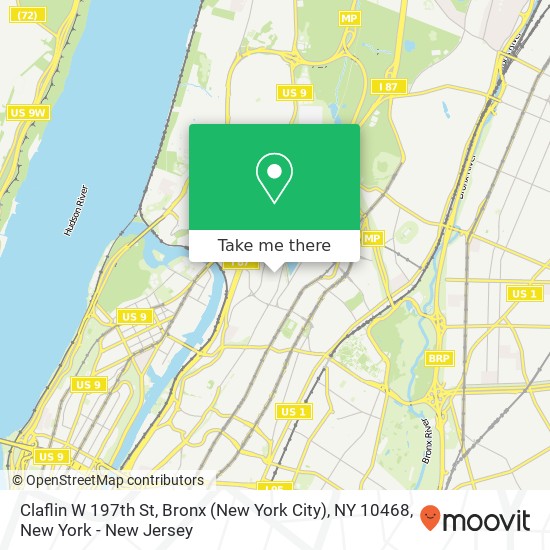 Claflin W 197th St, Bronx (New York City), NY 10468 map