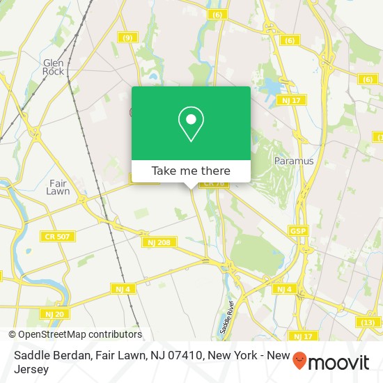 Mapa de Saddle Berdan, Fair Lawn, NJ 07410
