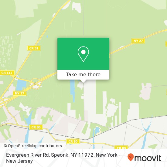 Mapa de Evergreen River Rd, Speonk, NY 11972