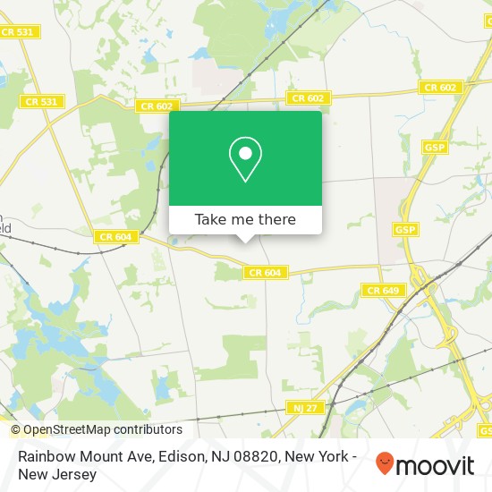 Mapa de Rainbow Mount Ave, Edison, NJ 08820