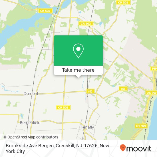 Mapa de Brookside Ave Bergen, Cresskill, NJ 07626