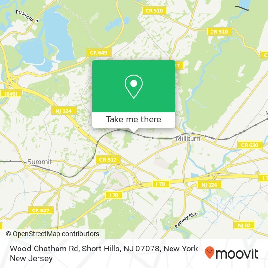 Mapa de Wood Chatham Rd, Short Hills, NJ 07078