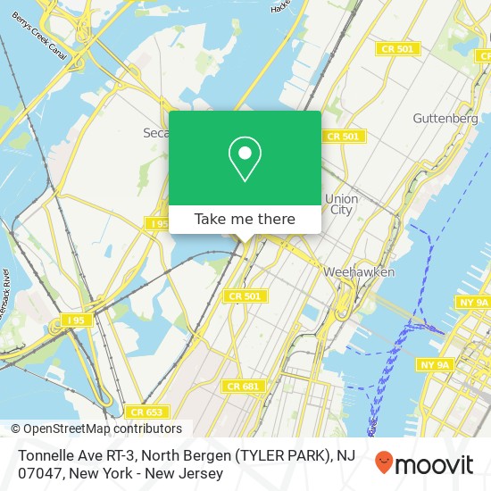 Tonnelle Ave RT-3, North Bergen (TYLER PARK), NJ 07047 map