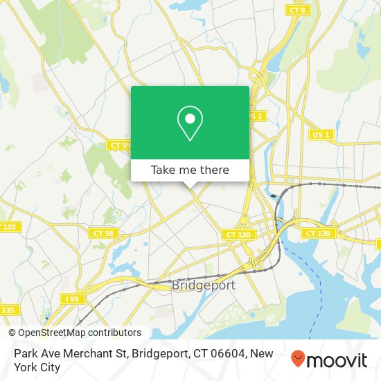 Mapa de Park Ave Merchant St, Bridgeport, CT 06604