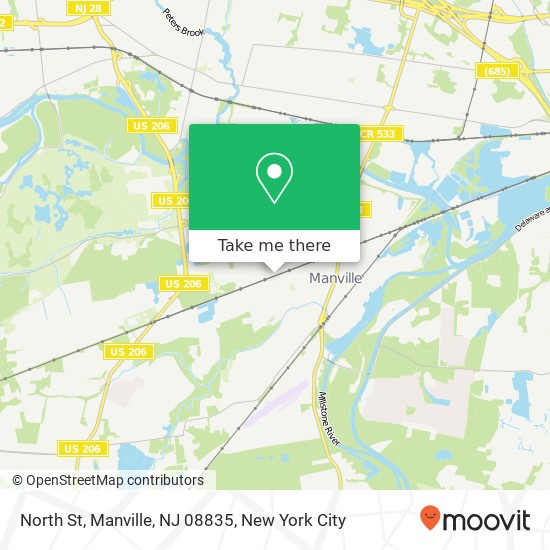 Mapa de North St, Manville, NJ 08835