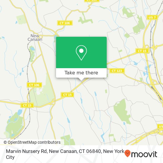 Mapa de Marvin Nursery Rd, New Canaan, CT 06840