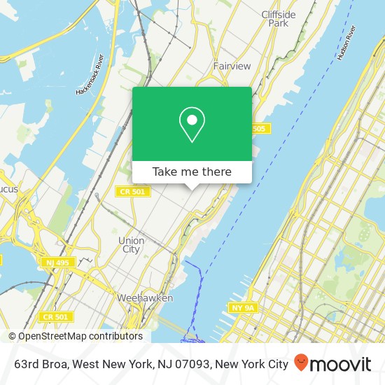 Mapa de 63rd Broa, West New York, NJ 07093