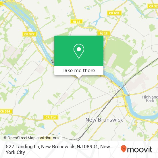 Mapa de 527 Landing Ln, New Brunswick, NJ 08901
