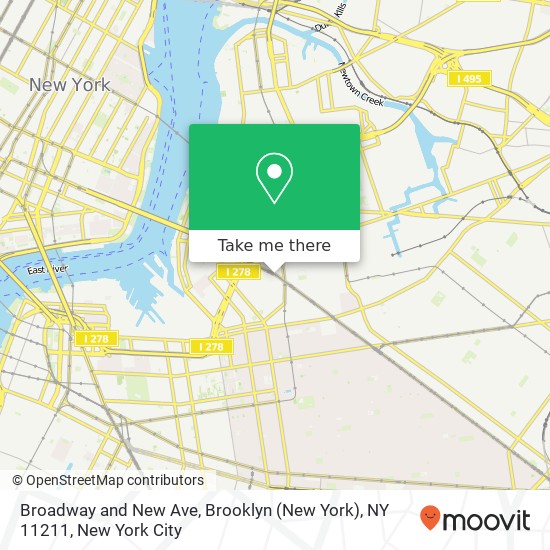 Broadway and New Ave, Brooklyn (New York), NY 11211 map