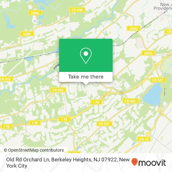 Mapa de Old Rd Orchard Ln, Berkeley Heights, NJ 07922